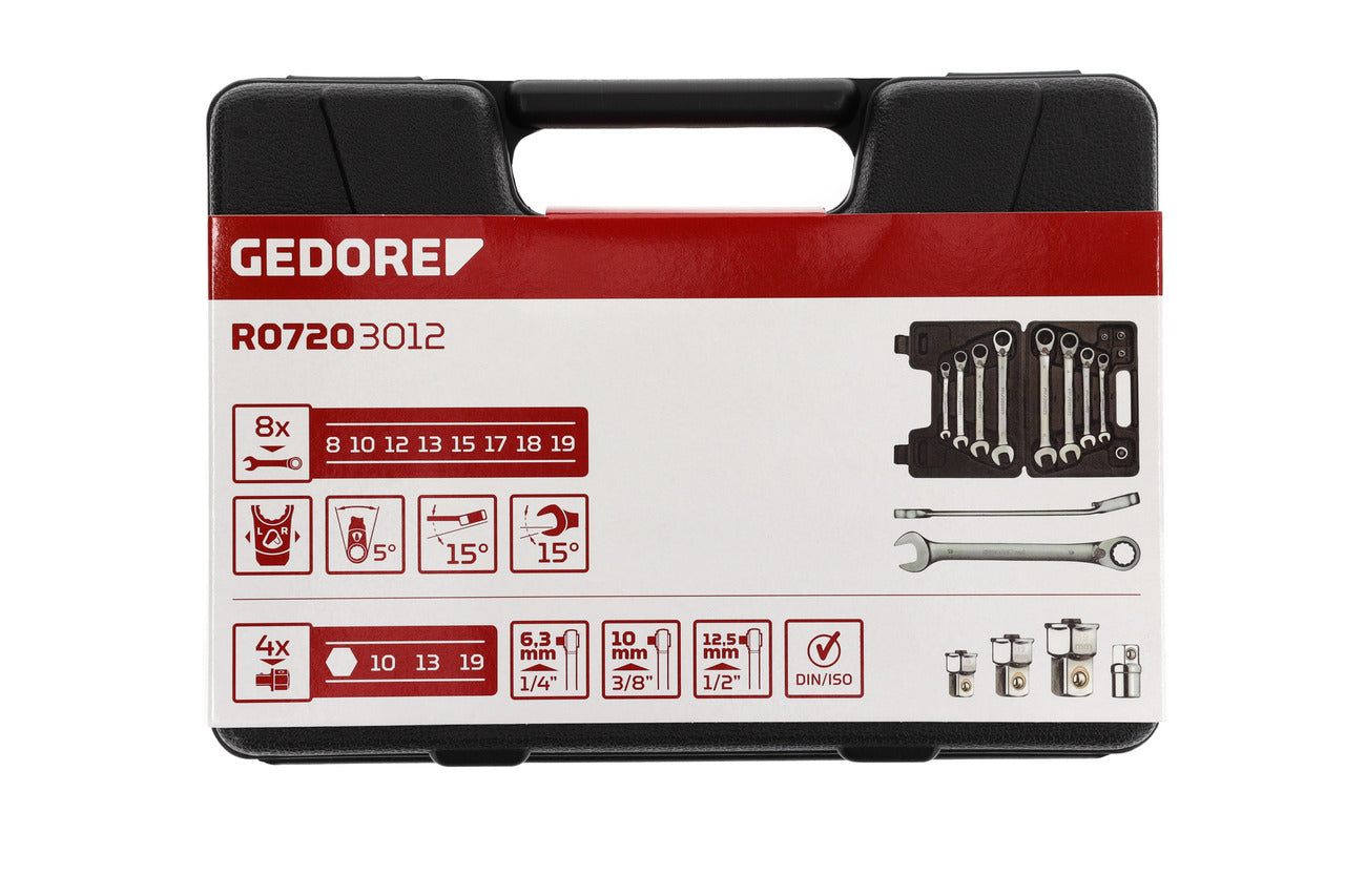 GEDORE red R07203012 - Jeu de 12 clés mixtes à cliquet 8-19 mm