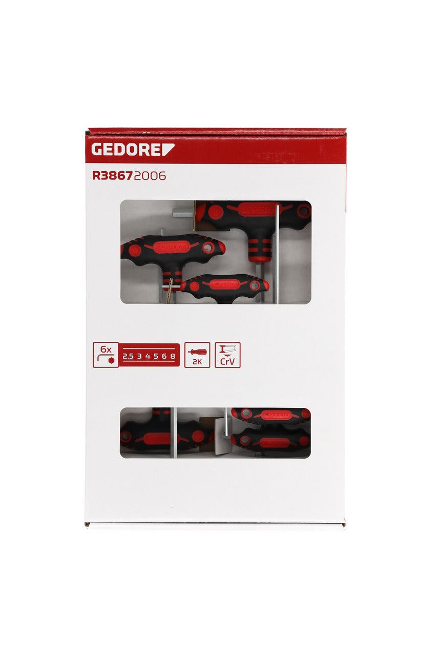 GEDORE red R38672006 - Jeu de clés Allen à poignée en T bi-matière, hexagonales 2,5-8 mm