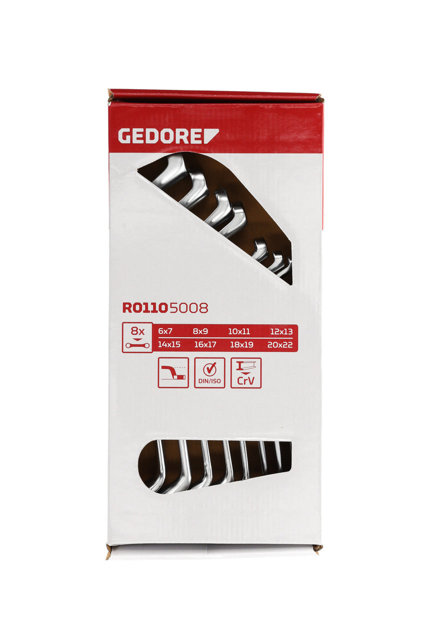 GEDORE red R01105008 - Jeu de 8 clés à molette coudées, 6-22 mm