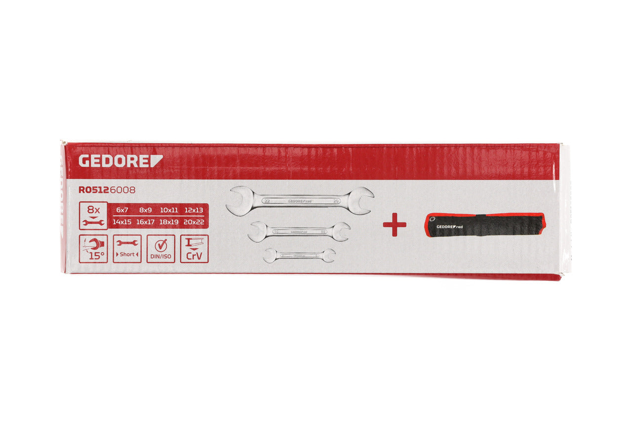 GEDORE red R05126008 - Jeu de 8 clés plates, modèle court, 6-22 mm