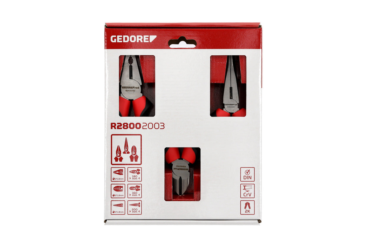 GEDORE red R28002003 - Jeu de pinces, poignée bi-matière, 3 pièces