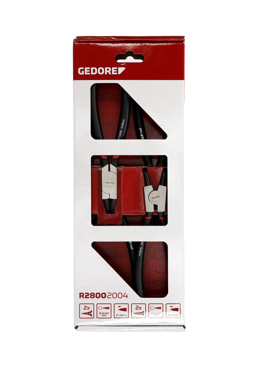 GEDORE red R28002004 - Jeu de pinces à bec pour rondelles Ø 19-60 mm, 4 pièces