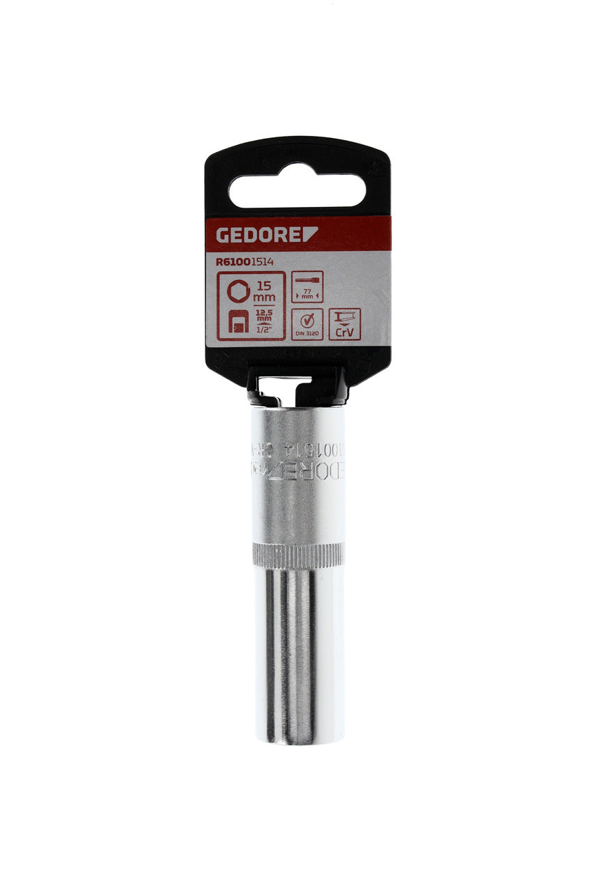 GEDORE red R61001514 - Douille 1/2", hexagonale, 15 mm L=77 mm