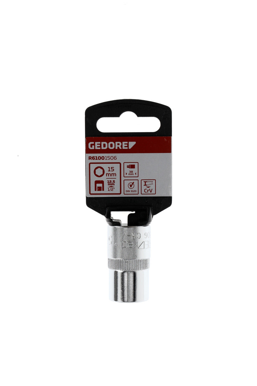 GEDORE red R61001506 - Douille 1/2", hexagonale, 15 mm L=38 mm