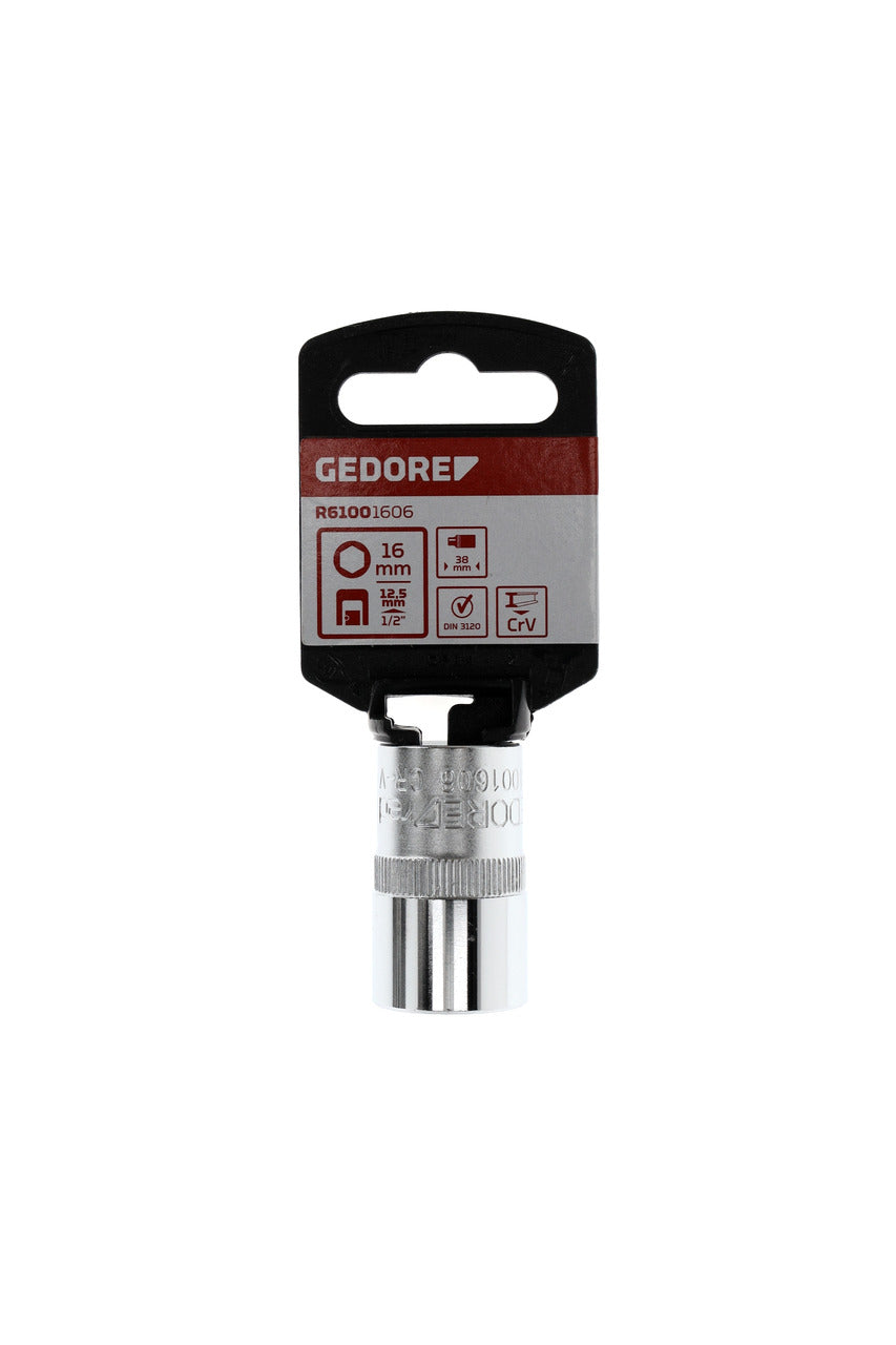 GEDORE red R61001606 - Douille 1/2", hexagonale, 16 mm L=38 mm