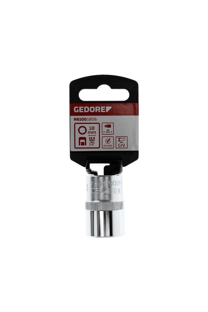 GEDORE red R61001806 - Douille 1/2", hexagonale, 18 mm L=38 mm