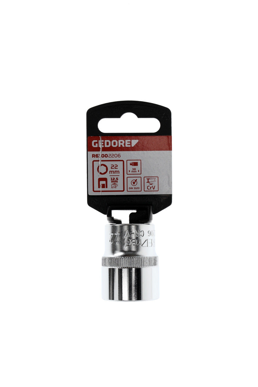 GEDORE red R61002206 - Douille 1/2", hexagonale, 22 mm L=38 mm