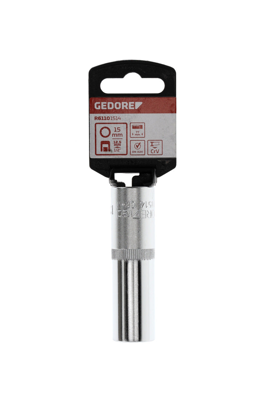 GEDORE red R61101514 - Douille 1/2", bi-hexagonale, 15 mm L=77 mm