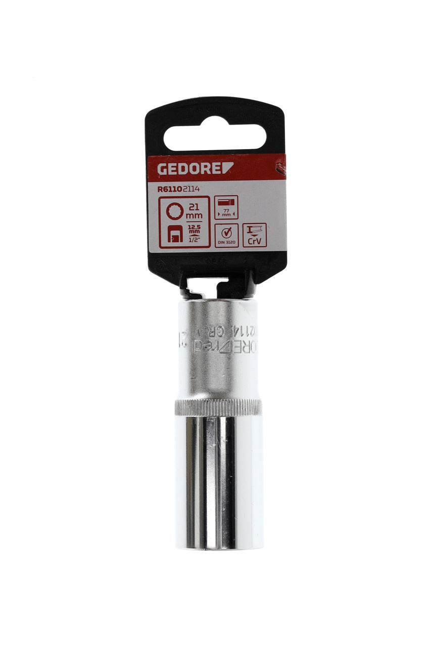 GEDORE red R61102114 - Douille 1/2", bi-hexagonale, 21 mm L=77 mm