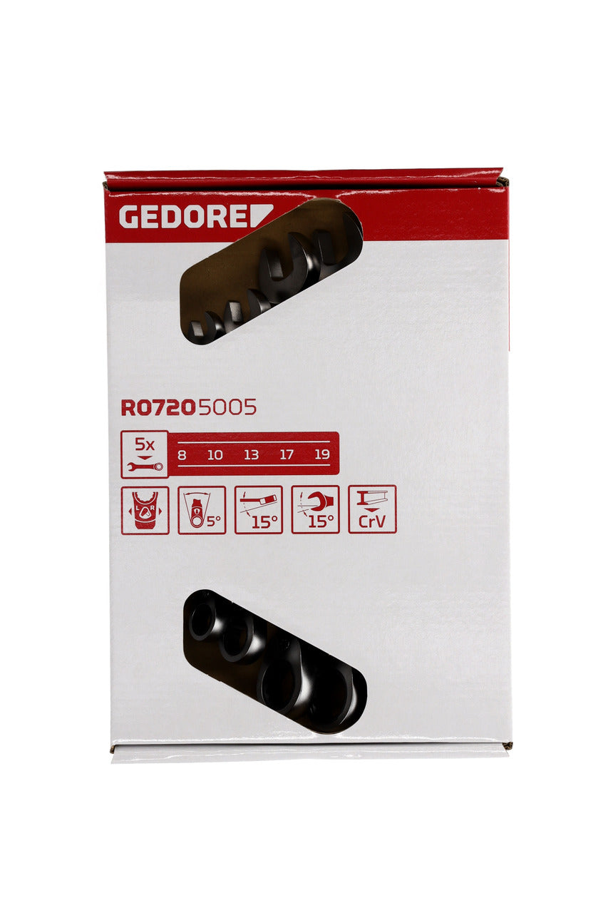 GEDORE red R07205005 - Jeu de 5 clés mixtes à cliquet 8-19 mm