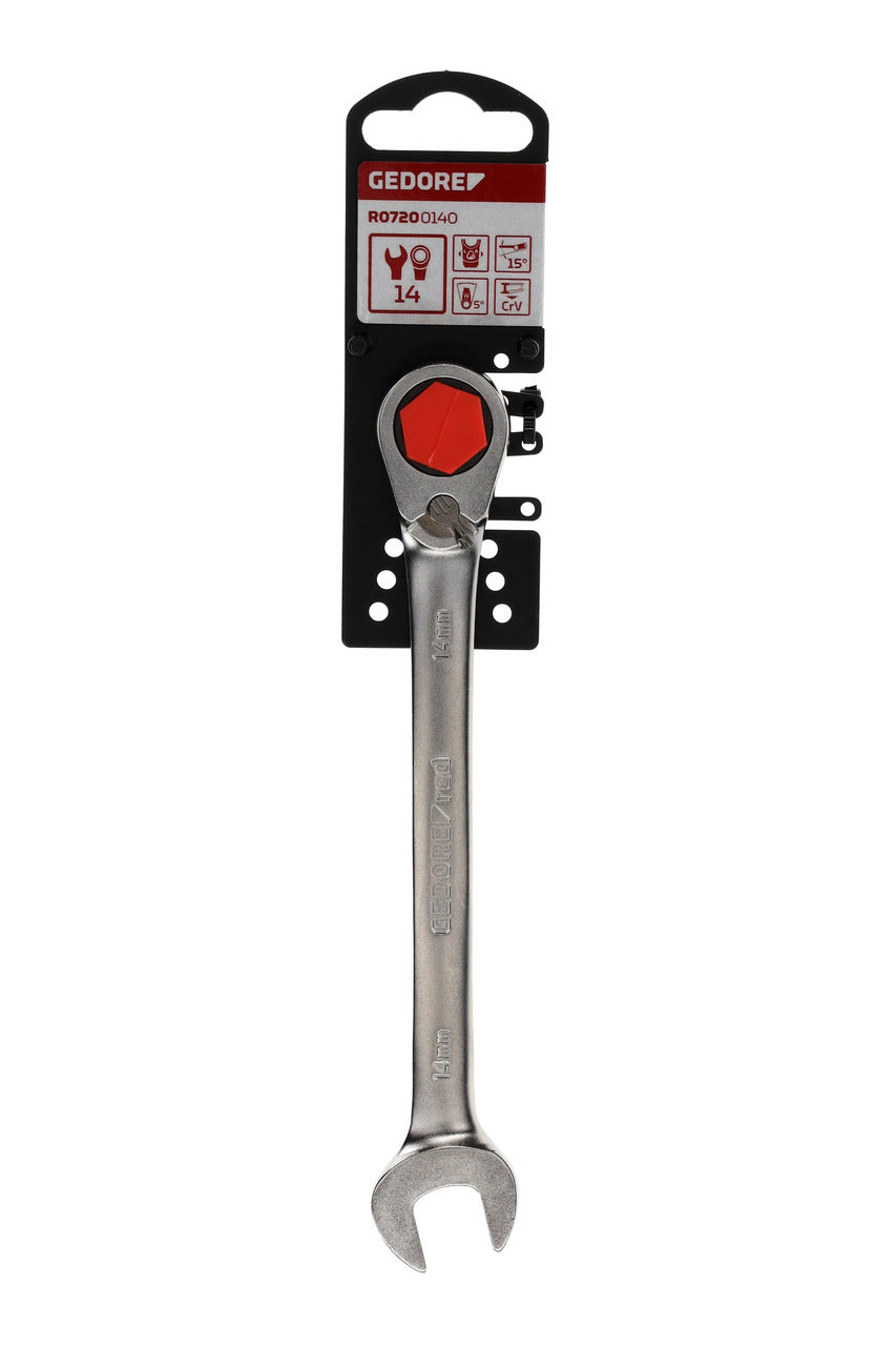 GEDORE red R07200140 - Clé combinée à cliquet avec levier de changement de vitesse, 14 mm L=190 mm