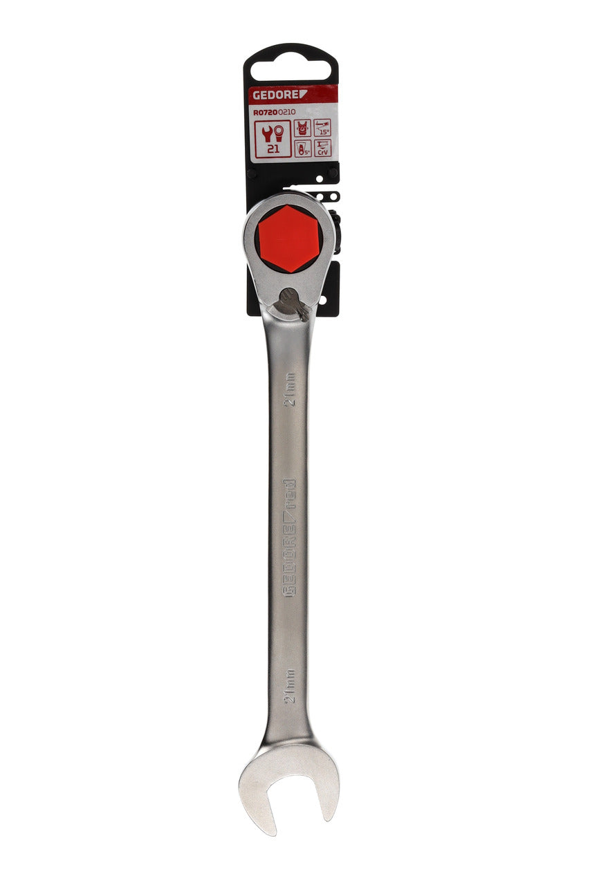 GEDORE red R07200210 - Clé combinée à cliquet avec levier de changement de vitesse, 21 mm L=280 mm