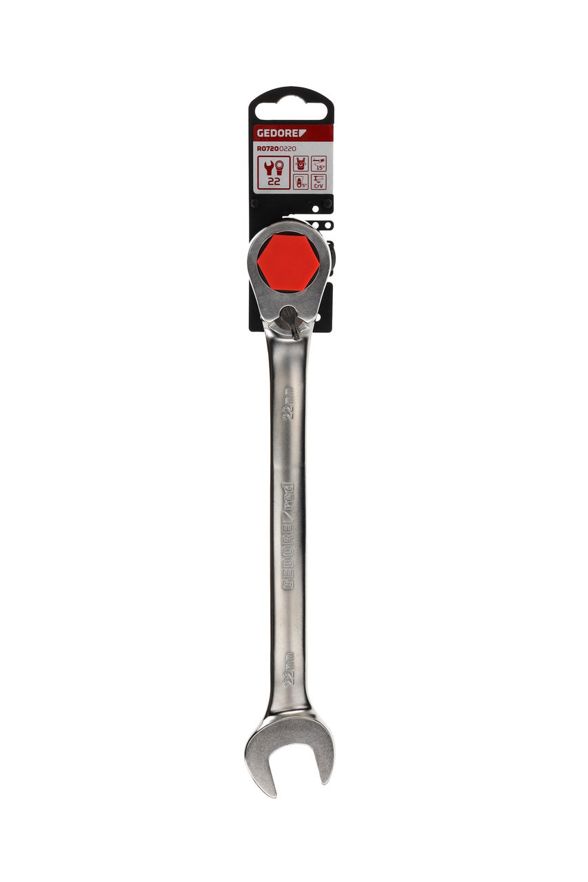 GEDORE red R07200220 - Clé combinée à cliquet avec levier de changement de vitesse, 22 mm L=280 mm