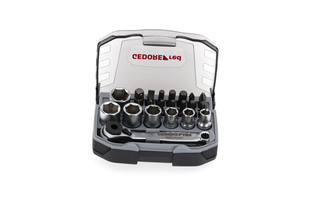 GEDORE red R49005023 - Jeu de douilles et embouts 1/4" 6-13 mm, 23 pièces