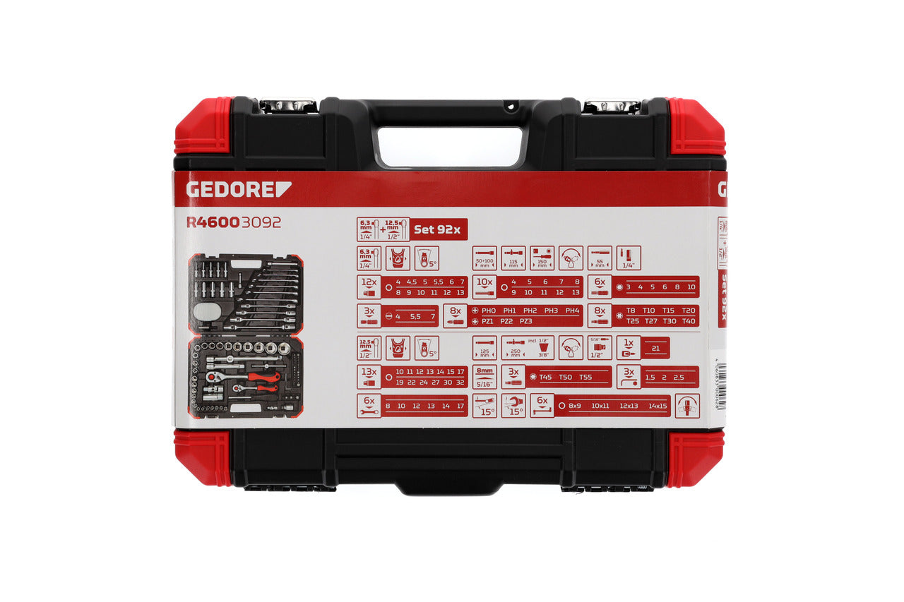 GEDORE red R46003092 - Jeu de douilles 1/4"+1/2", 92 pièces