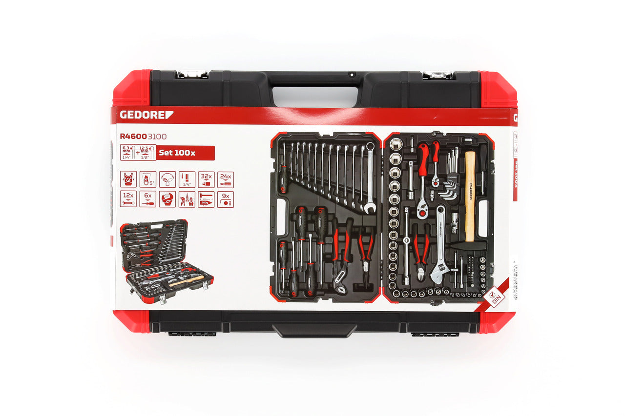 GEDORE red R46003100 - Coffre à outils avec assortiment de 100 outils