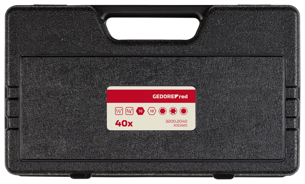 GEDORE red R35003040 - Coffret de douilles à embouts de 10 mm TX+XZN+hexagonales, 40 pièces