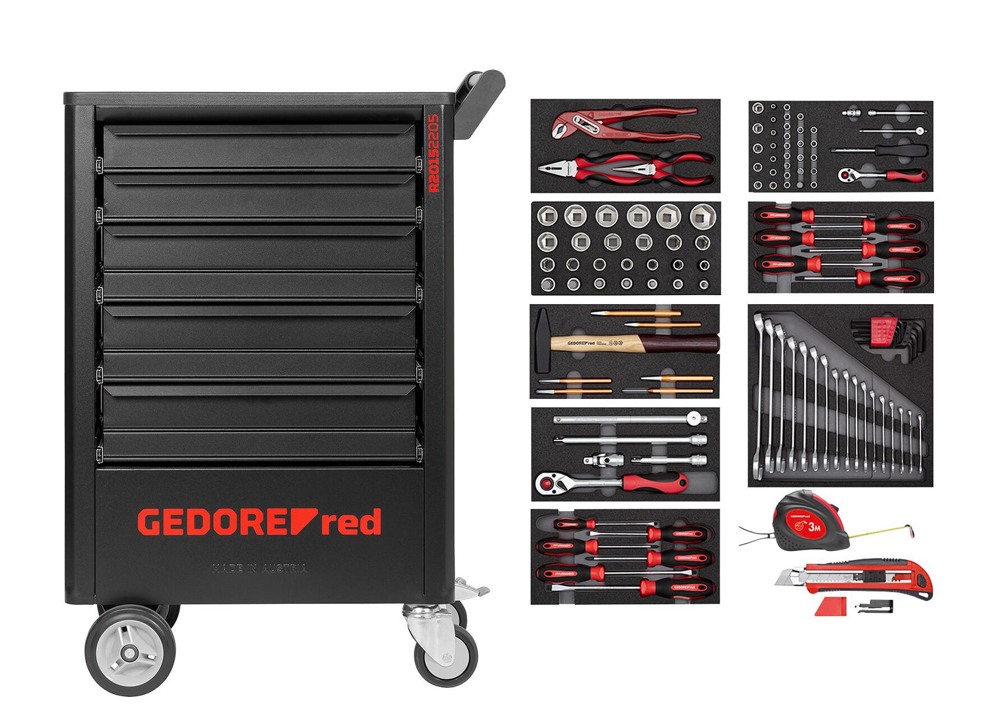 GEDORE red R21562005 - Chariot à outils GEDWorker avec assortiment de 119 outils