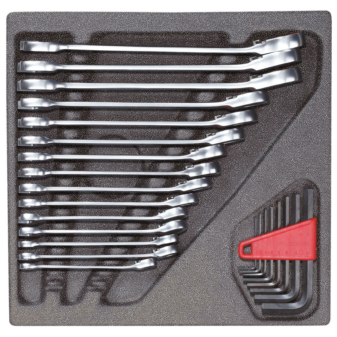 GEDORE red R22250001 - Jeu de clés combinées à cliquet et clés Allen en module