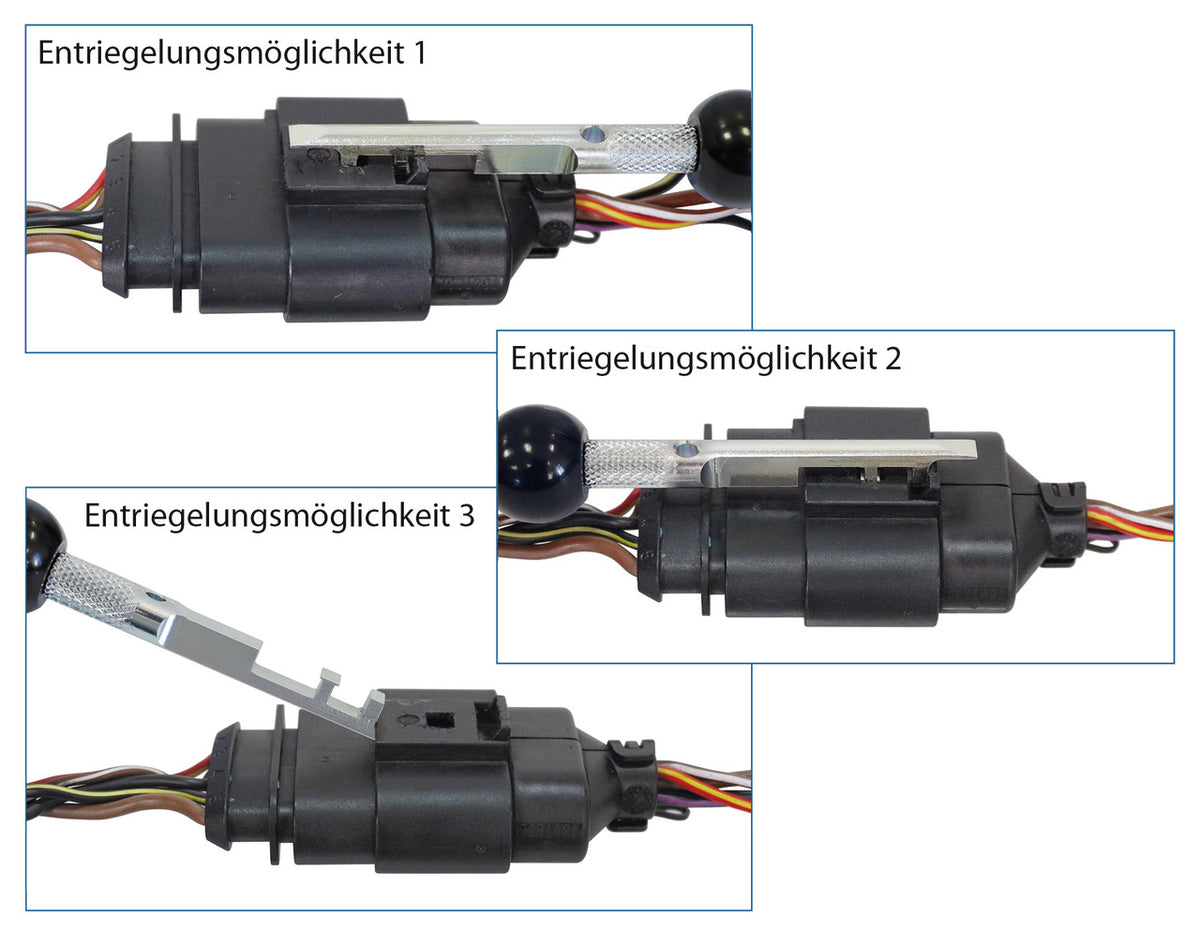 KL-0190-13 - Herramienta de desbloqueo compacta: Tres formas de insertar la herramienta