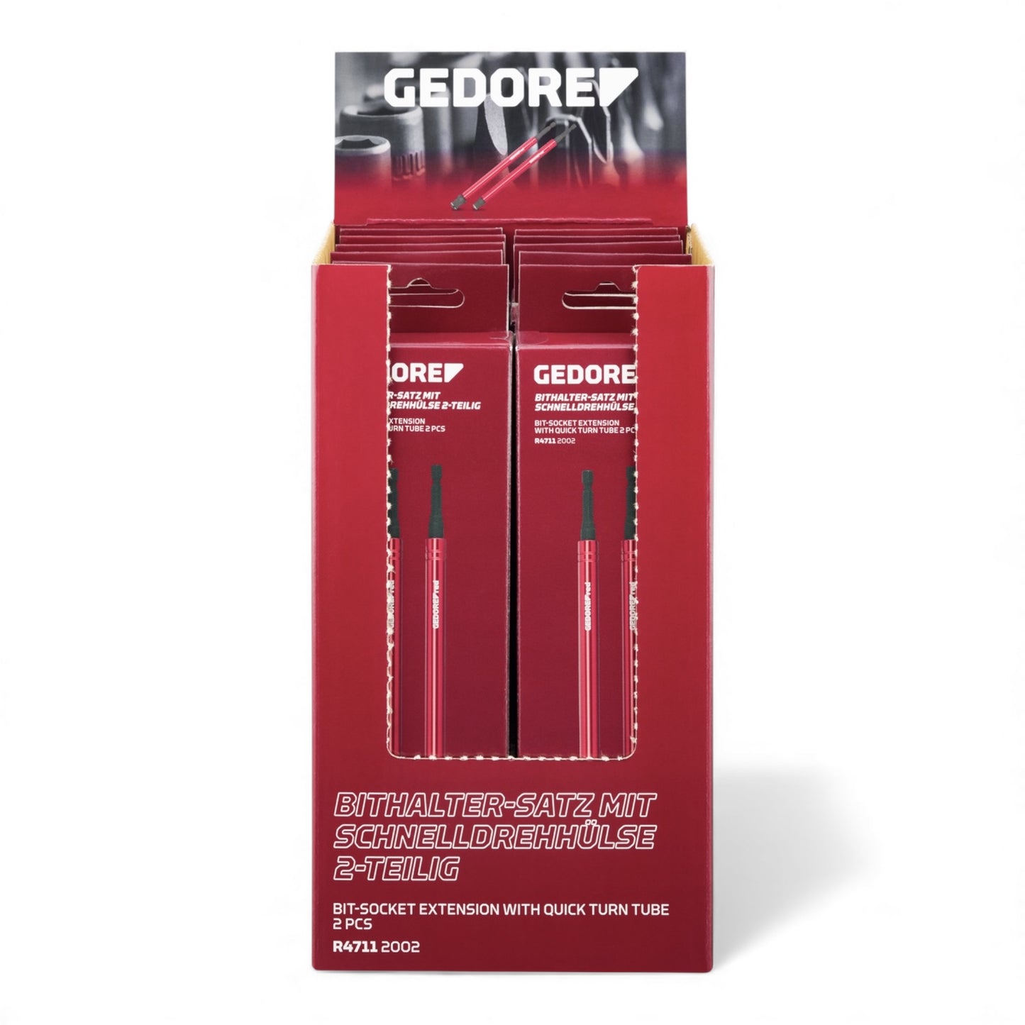 GEDORE red R47119110 - Présentoir pour point de vente avec 10 jeux de 2 rallonges de 75 mm pour clés à douille.
