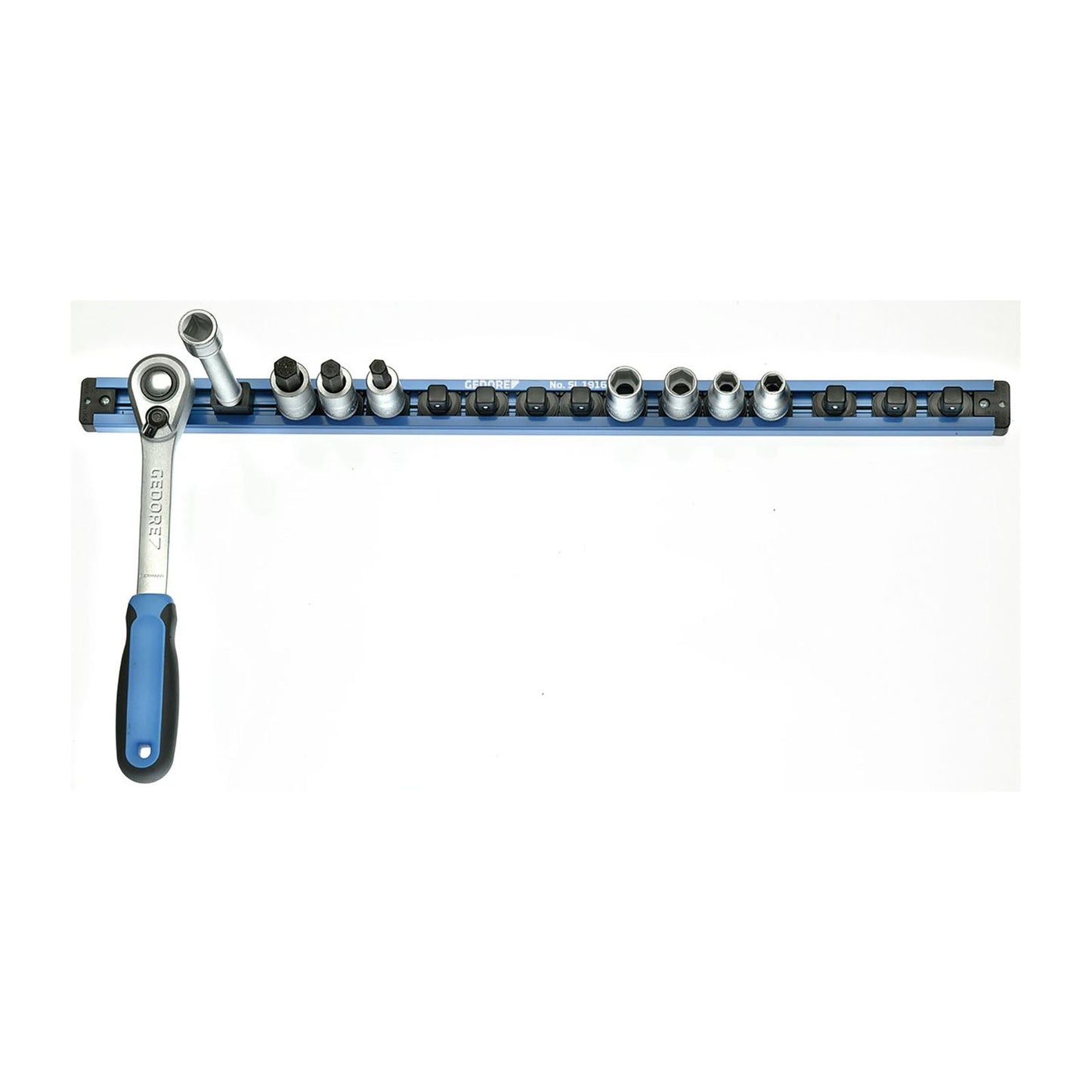 GEDORE SL 1916 - Rail magnético para 14 vasos y 2 accesorios de 1/2", 580 mm