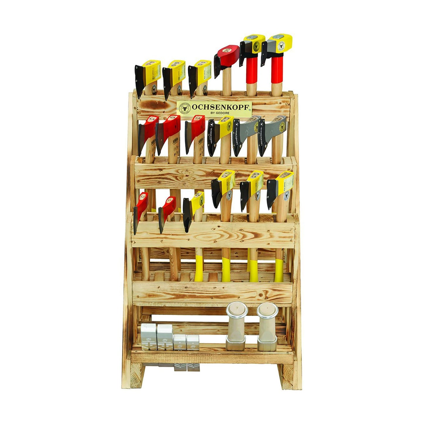 Présentoir pour haches, 24 pièces.