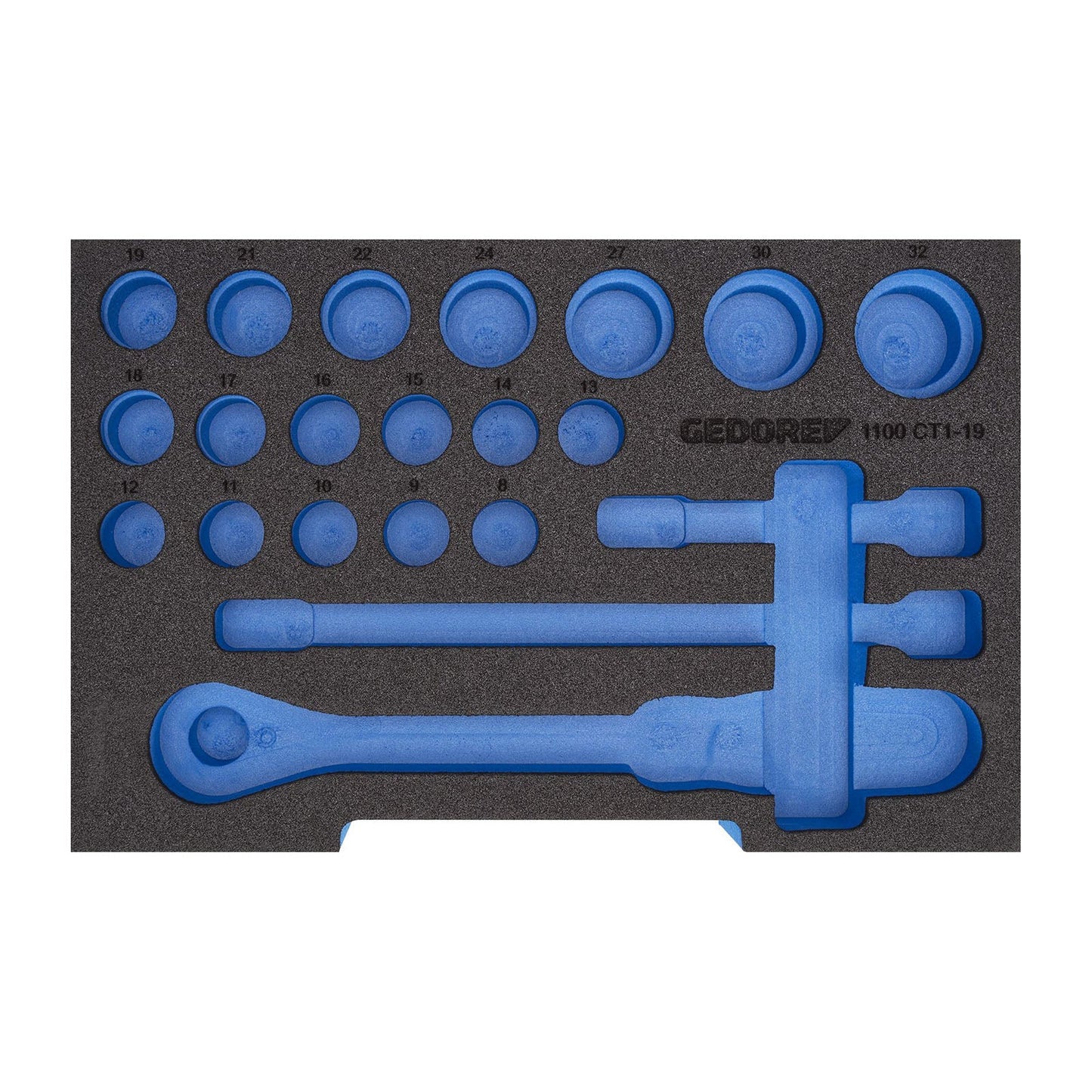 GEDORE EI-1100 CT1-19 - Mousse L-BOXX - Douilles 1/2"