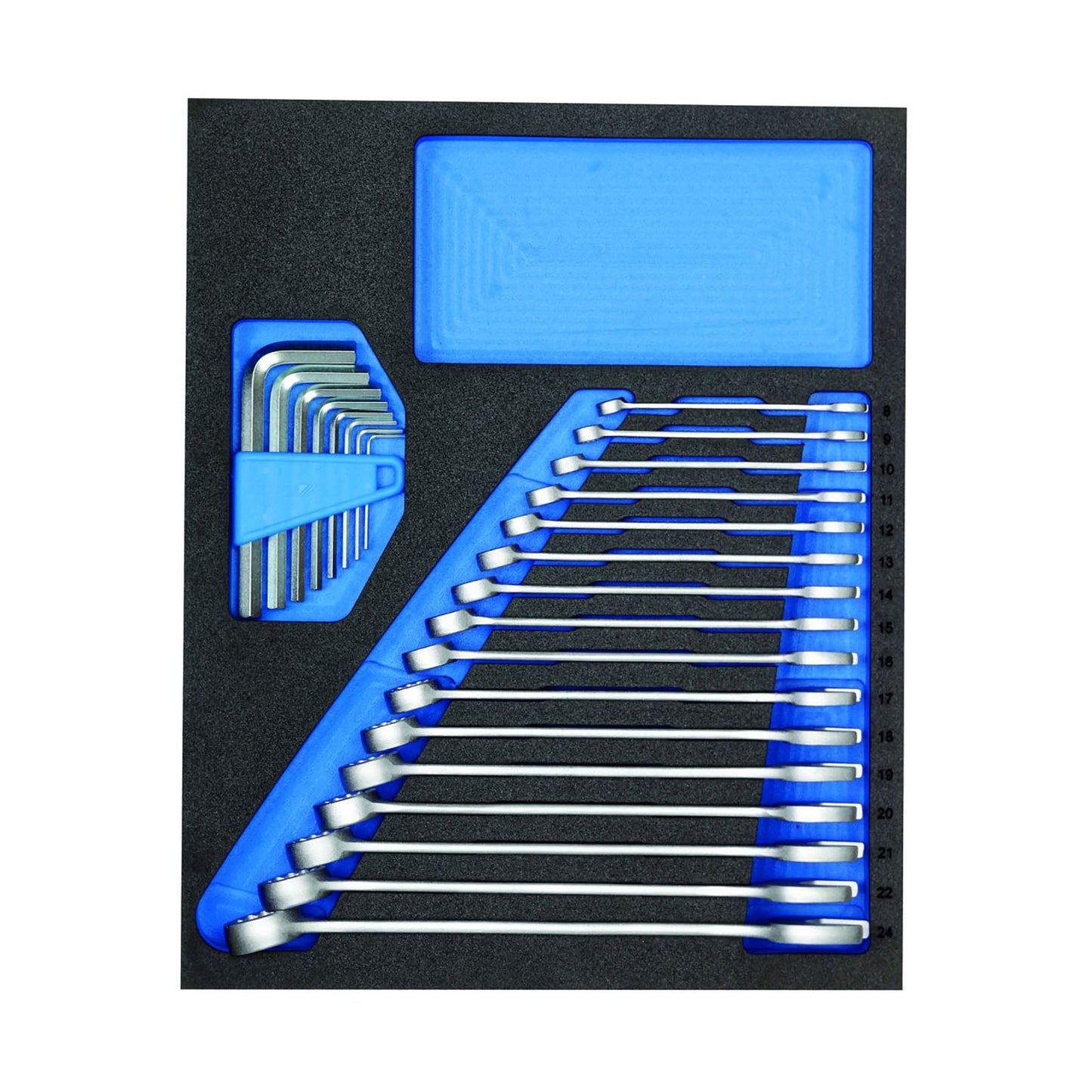 GEDORE TS CT2-7 - Juego de llaves combinadas y acodadas en módulo de espuma Check-Tool de doble cuerpo, 24 piezas