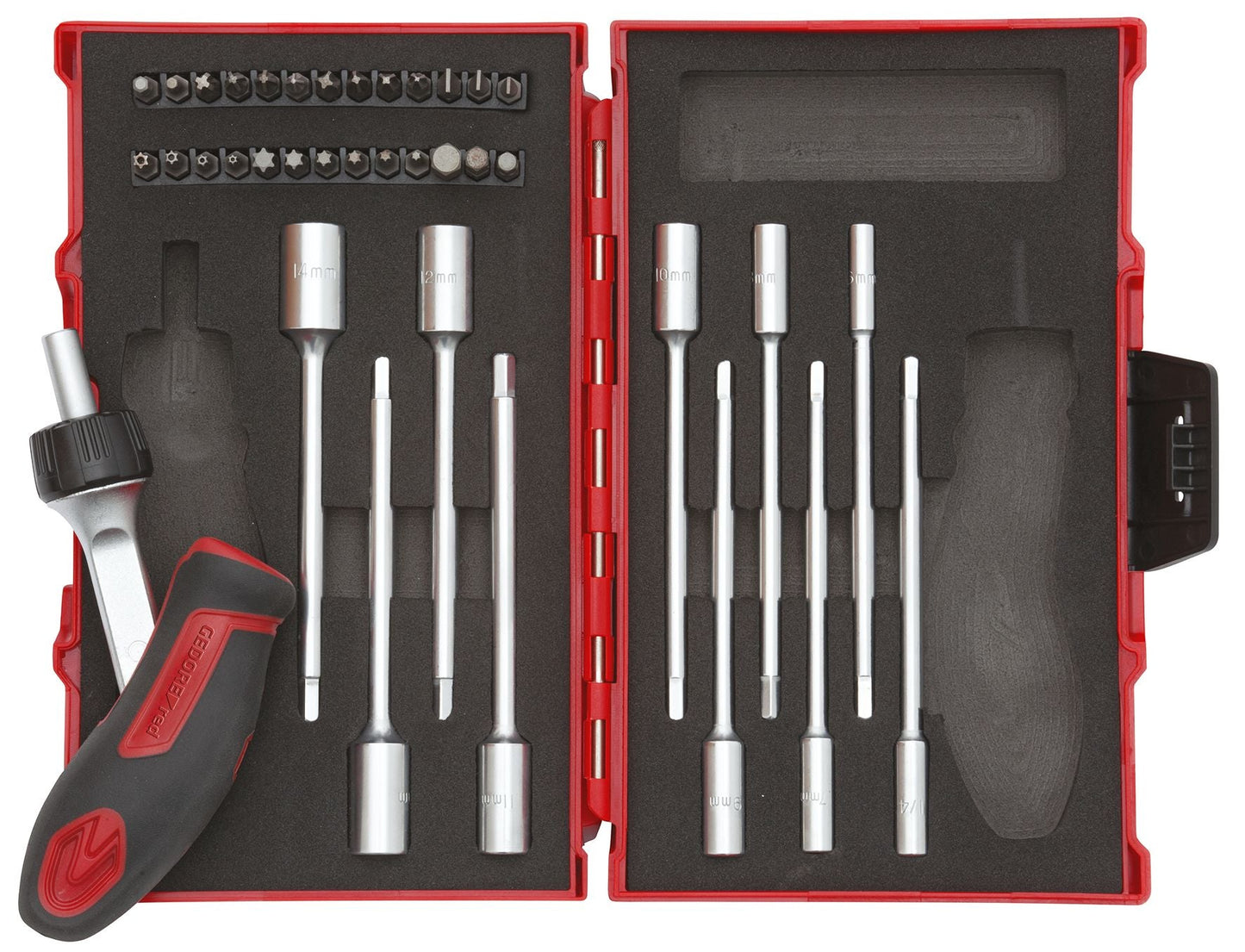 GEDORE red R49005037 - Jeu d'outils avec cliquet en T 1/4", 37 pièces