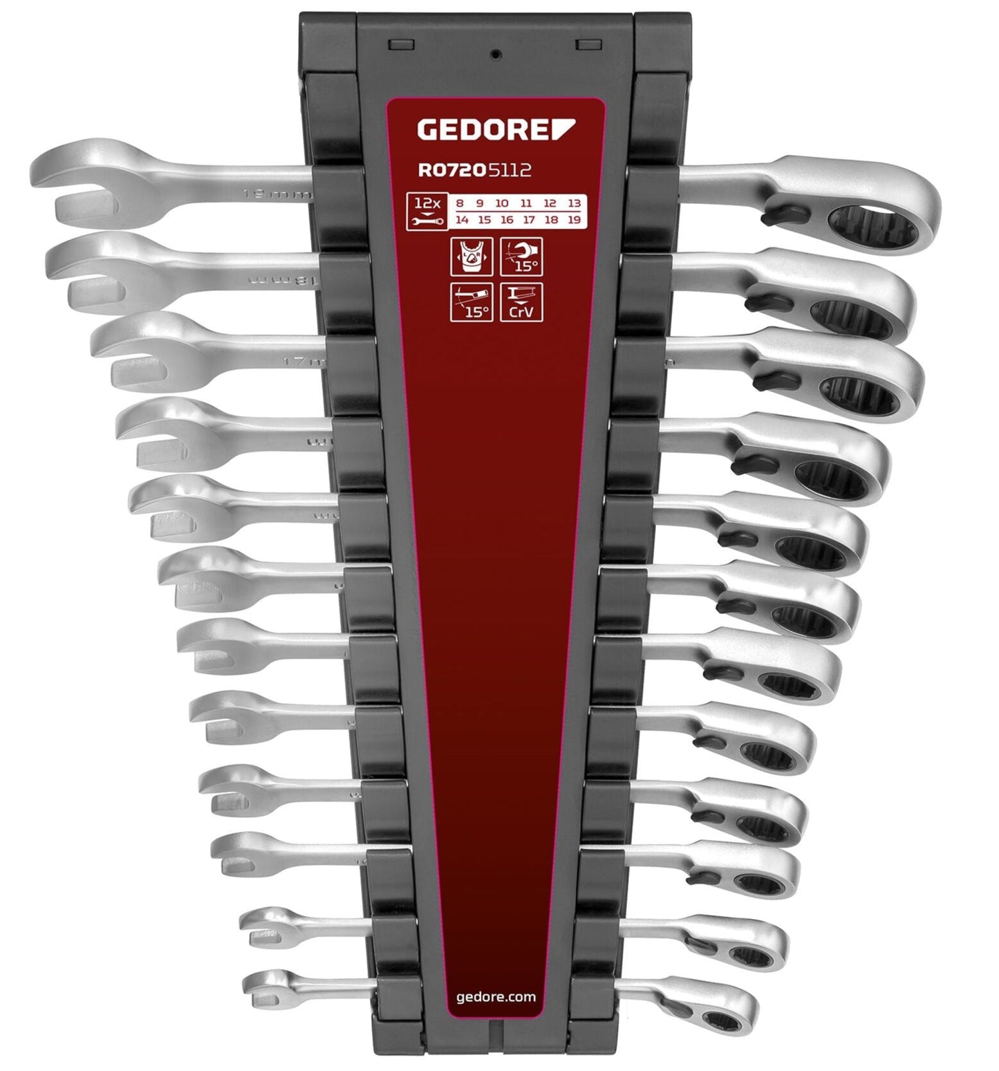 GEDORE red R07205112 - Jeu de 12 clés mixtes à cliquet 8-19 mm