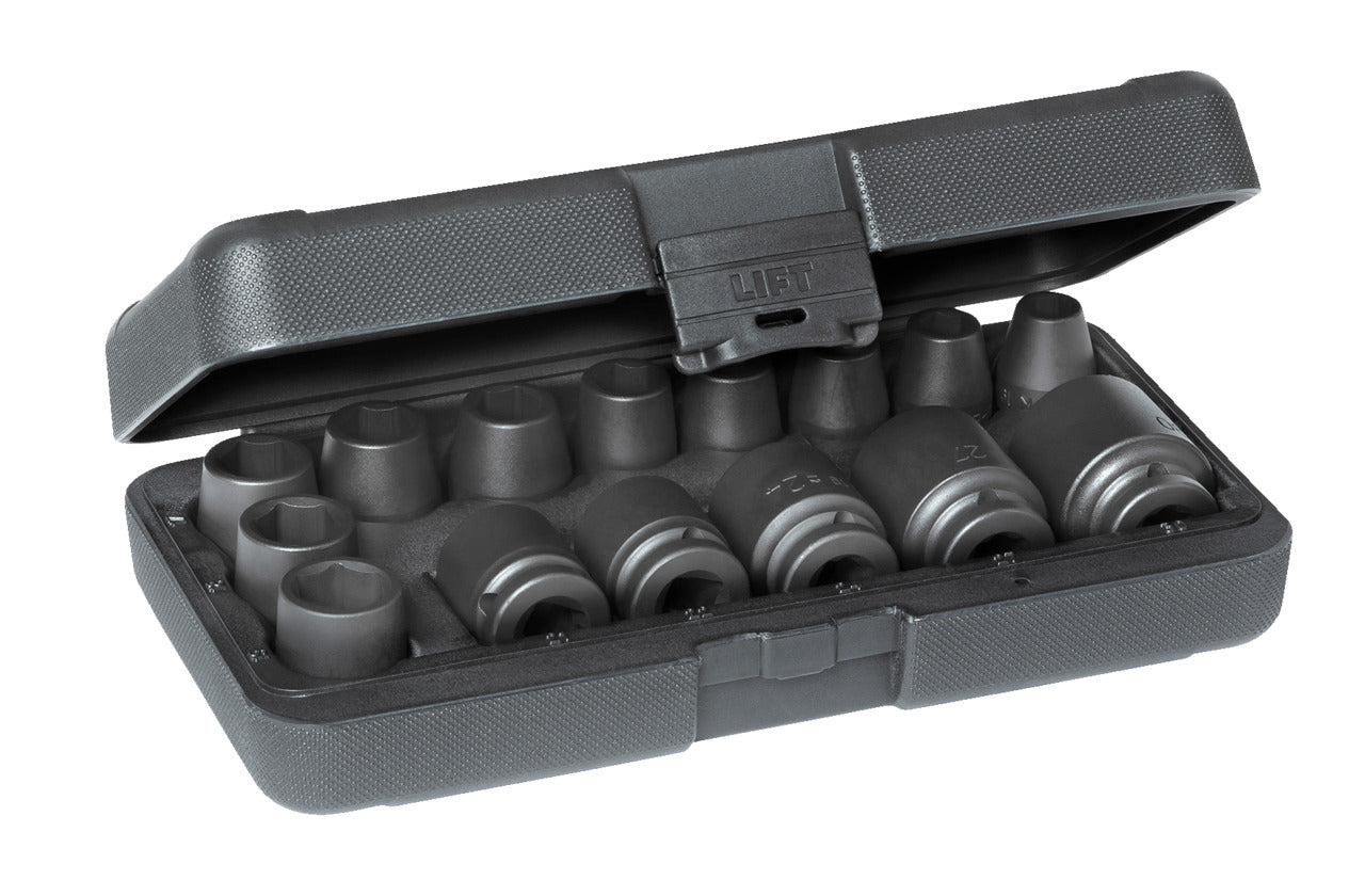 GEDORE K 19-015 - Juego de Vasos de Impacto de 1/2". 15 pzas