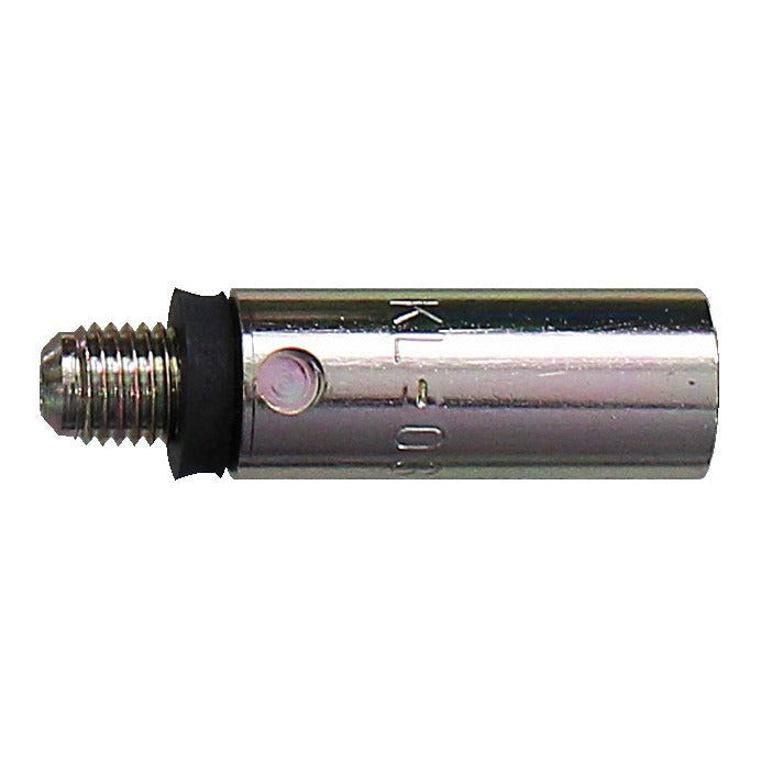 KL-0369-541 - Adaptador M10x1 a M8x1: Adaptador cilíndrico metálico con rosca macho y arandela negra en un extremo