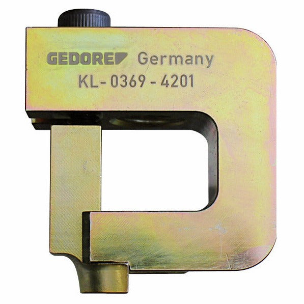 KL-0369-420 - Extractor de boquillas: Herramienta metálica dorada en forma de C con tornillo superior