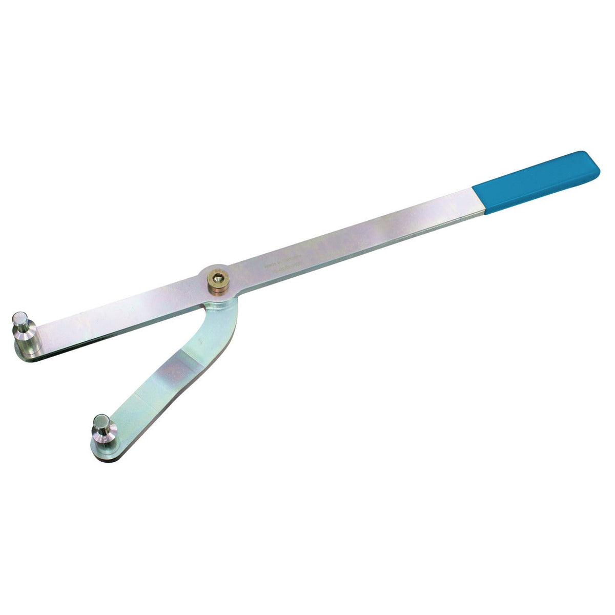 KL-0282-35 - Llave de contador ajustable: Llave ajustable con dos pivotes articulados y mango azul