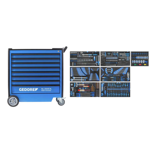 GEDORE 2005 XL-S-466 - Carro de taller 2005 XL de 8 cajones con surtido de 466 herramientas