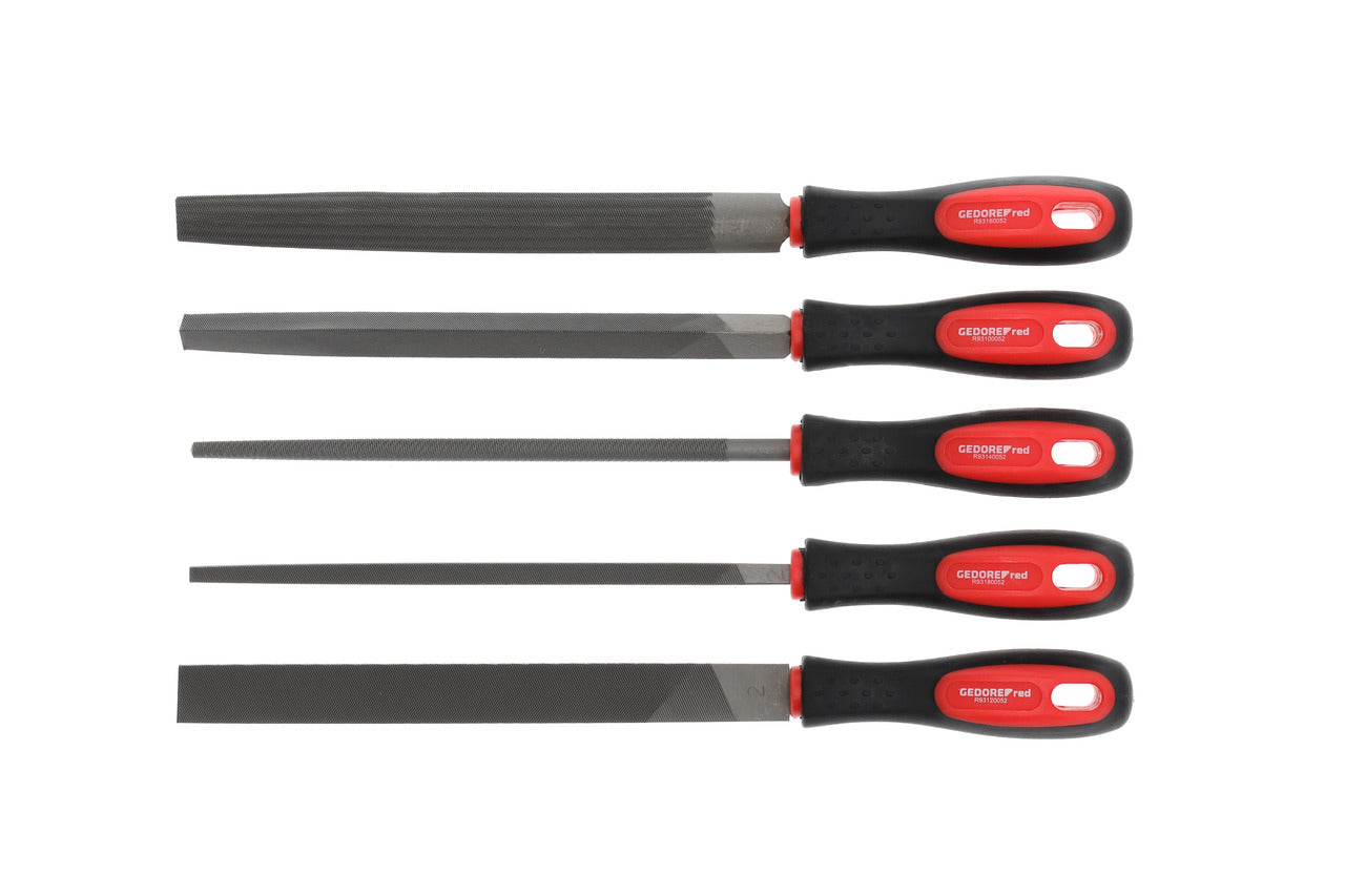 GEDORE red R93000005 - Jeu de limes 3 faces + 4 faces + plates + rondes + demi-rondes 5 pièces
