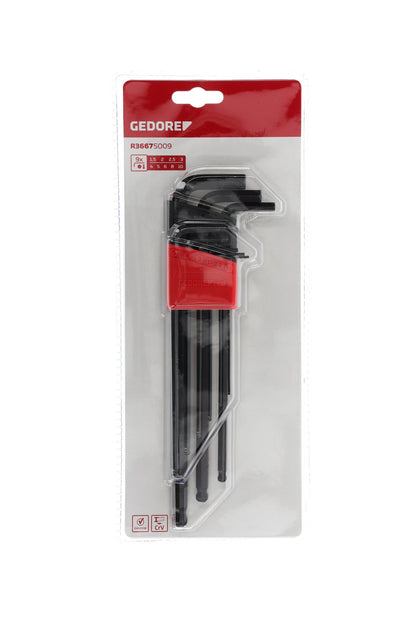 GEDORE red R36675009 - Jeu de clés Allen à tête sphérique, hexagonales, 1,5-10 mm, 9 pièces