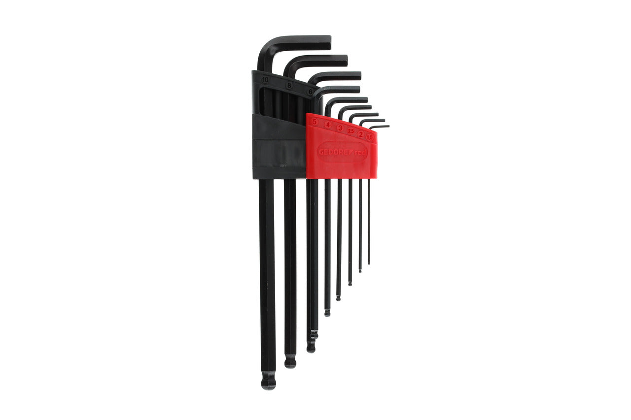 GEDORE red R36675009 - Jeu de clés Allen à tête sphérique, hexagonales, 1,5-10 mm, 9 pièces