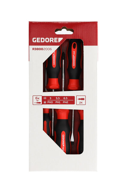 GEDORE red R38002006 - Jeu de 6 tournevis PH + plats