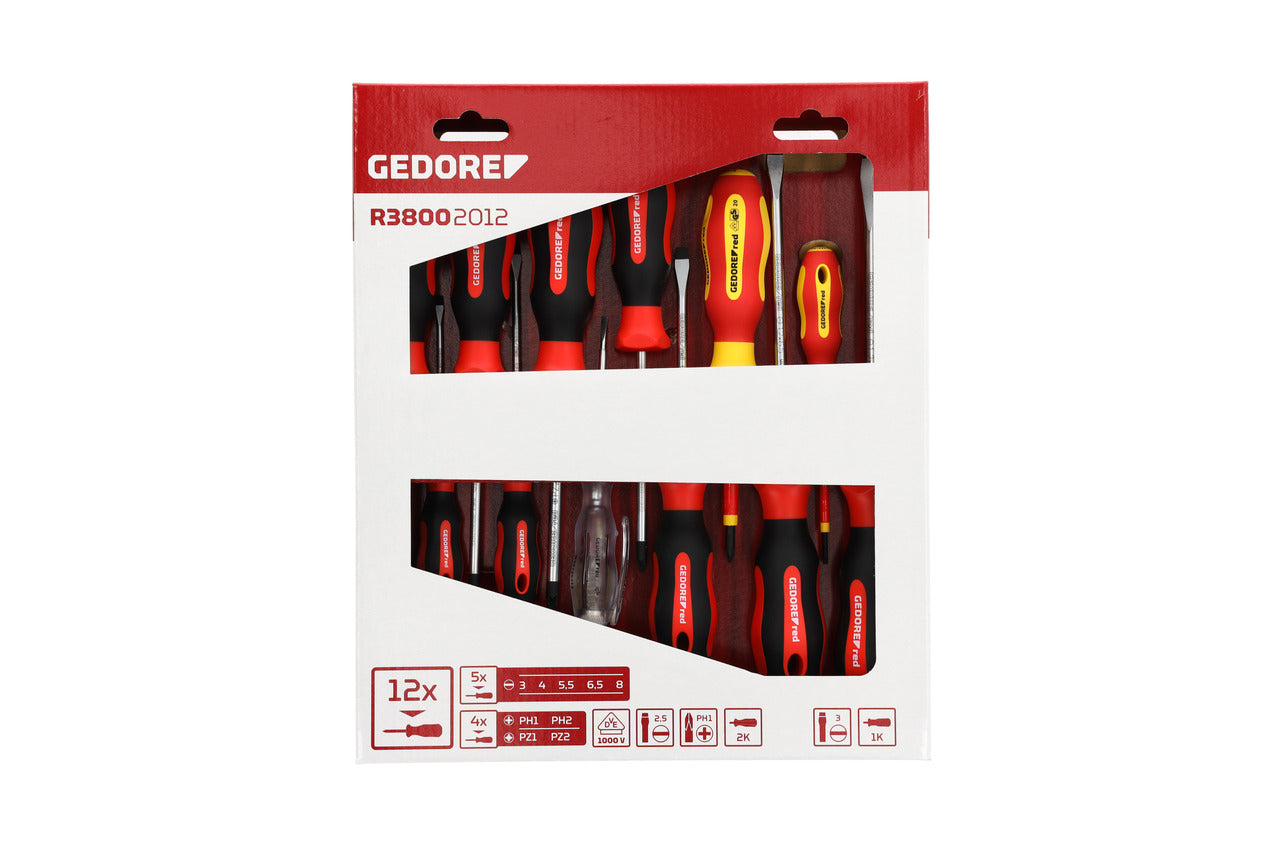GEDORE red R38002012 - Jeu de 12 tournevis plats + PH + PZ
