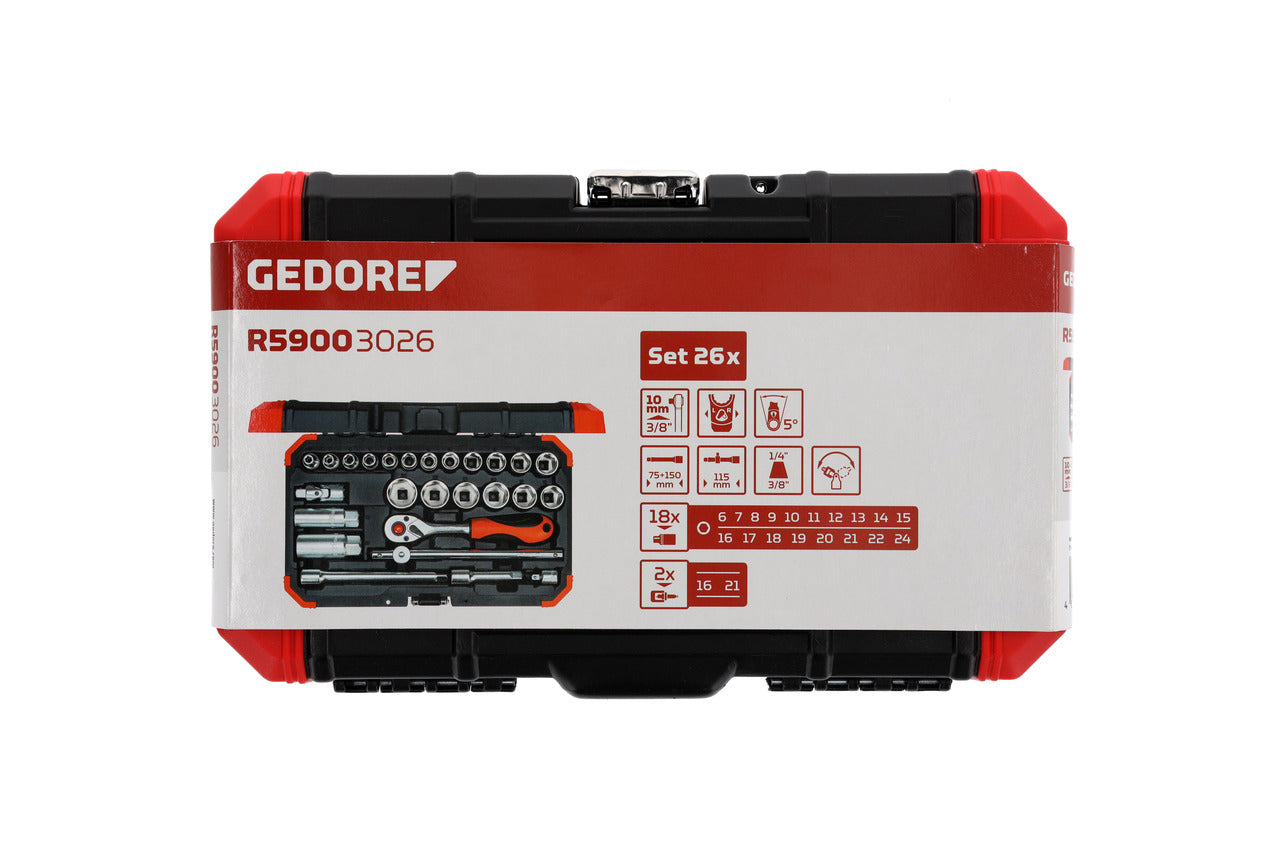 GEDORE red R59003026 - Jeu de douilles 3/8" 6-24 mm, 26 pièces