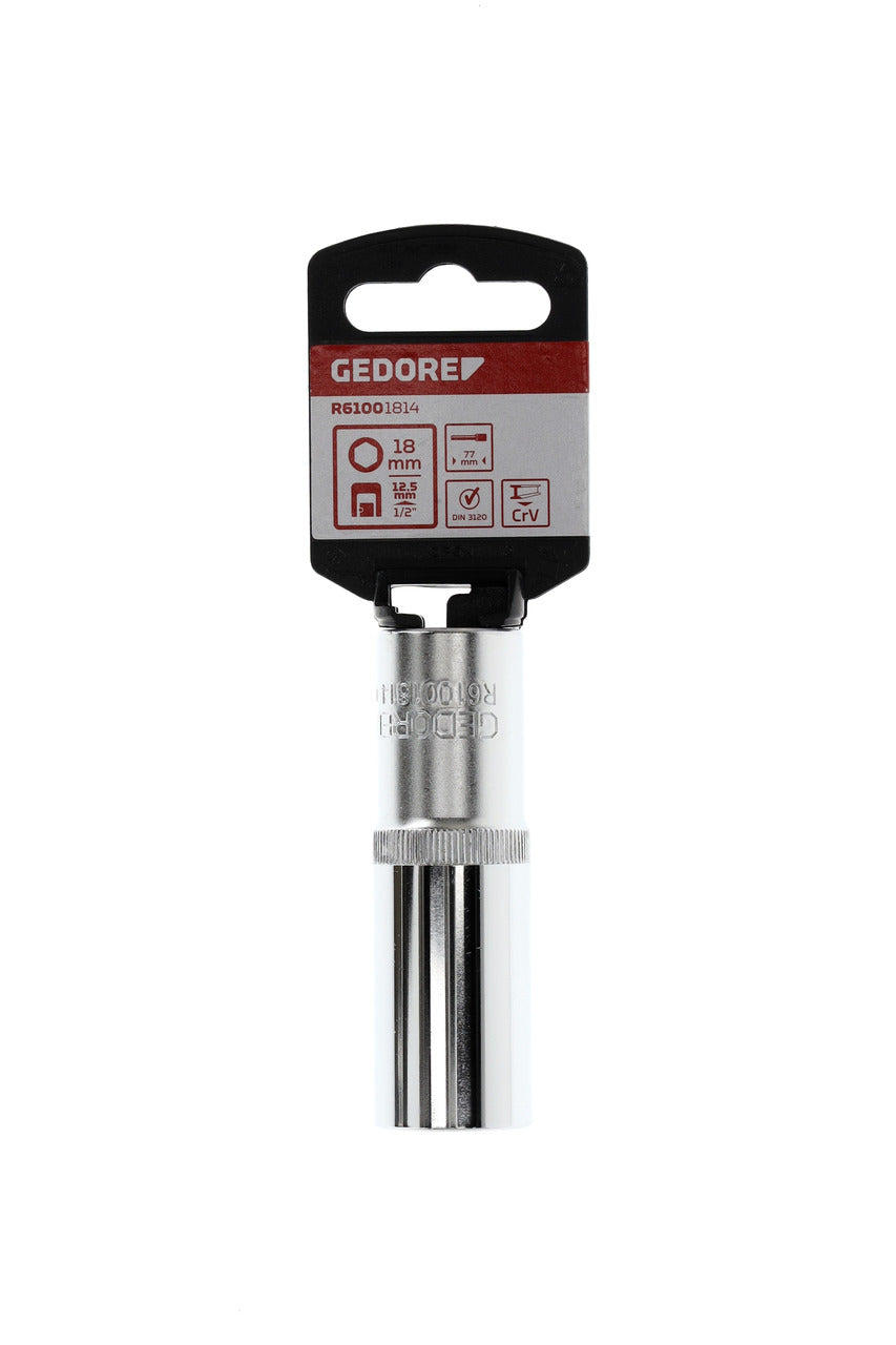 GEDORE red R61001814 - Douille 1/2", hexagonale, 18 mm L=77 mm