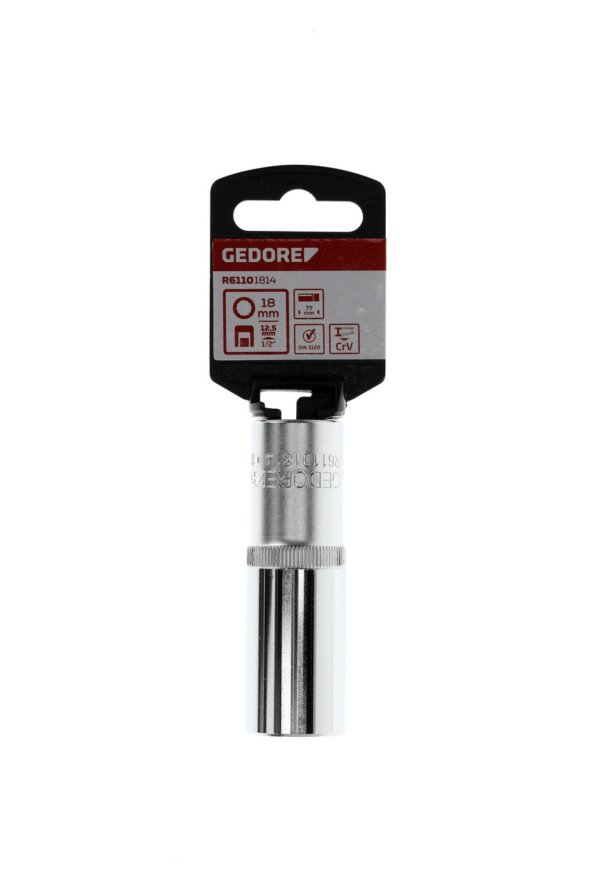 GEDORE red R61101814 - Douille 1/2", bi-hexagonale, 18 mm L=77 mm