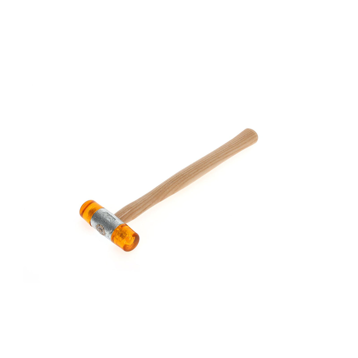 224 E - Martillos de bocas de plástico con mango de madera de fresno: Martillo con dos bocas cilíndricas naranjas