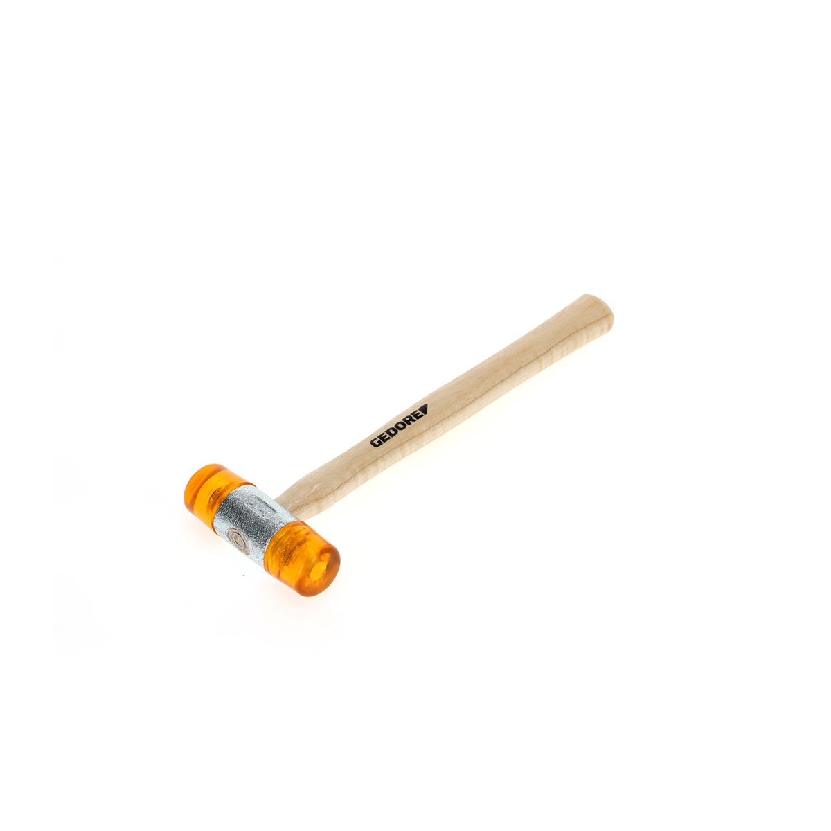 224 E - Martillos de bocas de plástico con mango de madera de fresno: Martillo con cabeza de plástico naranja