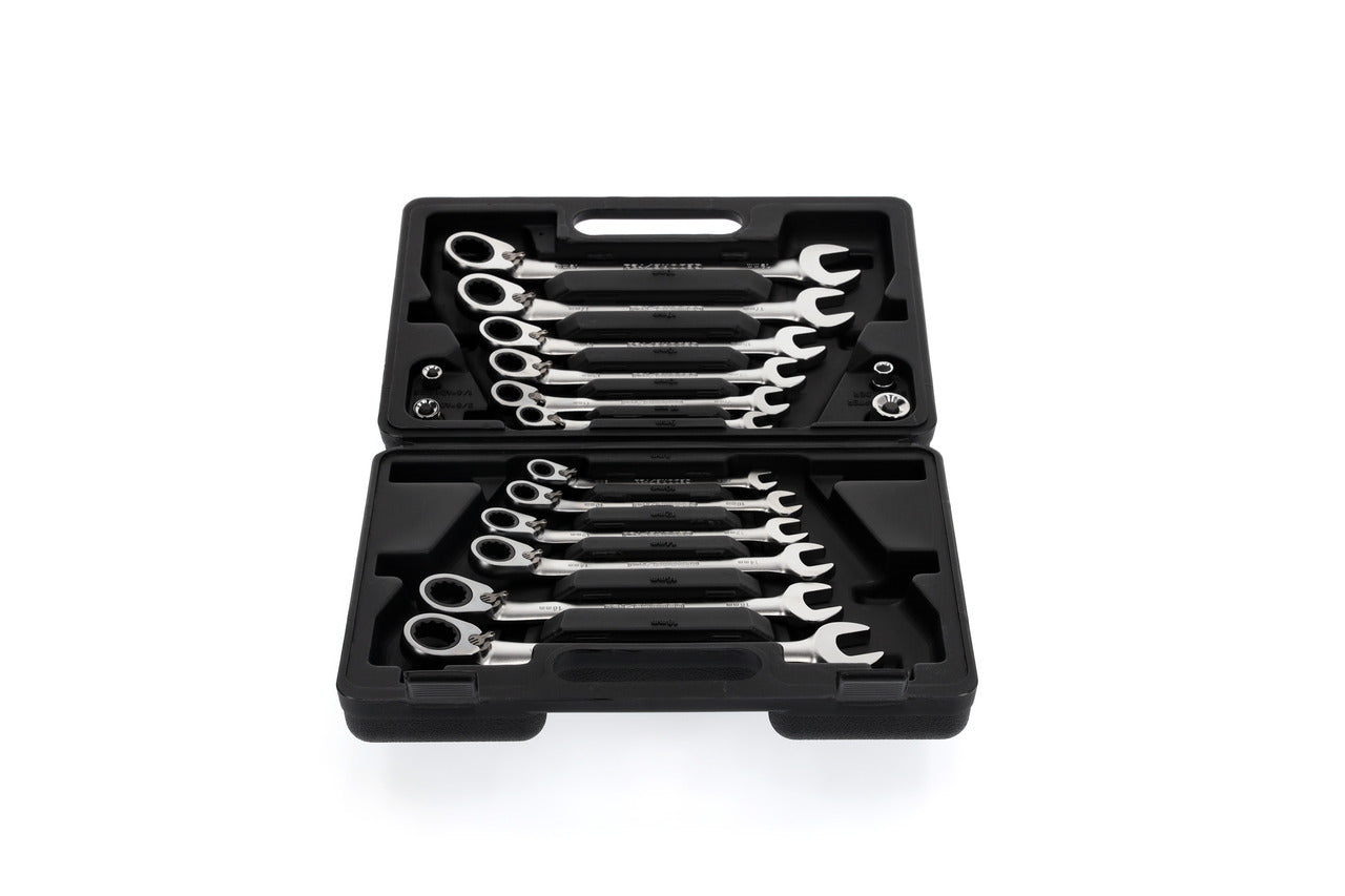 GEDORE red R07203016 - Jeu de 12 clés mixtes à cliquet avec 4 adaptateurs pour embouts et douilles