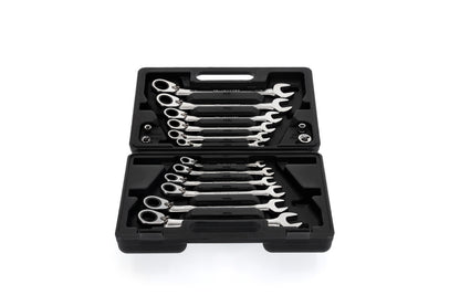 GEDORE red R07203016 - Jeu de 12 clés mixtes à cliquet avec 4 adaptateurs pour embouts et douilles