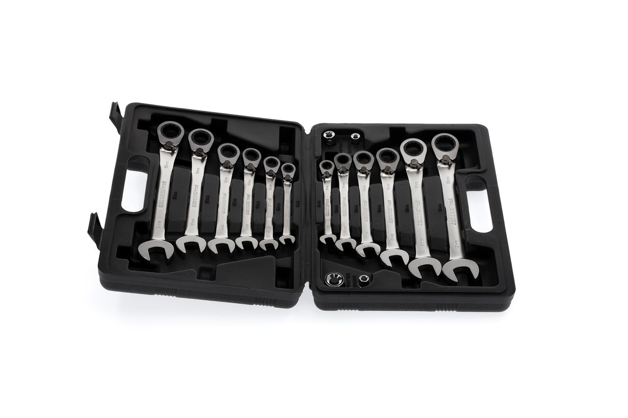 GEDORE red R07203016 - Jeu de 12 clés mixtes à cliquet avec 4 adaptateurs pour embouts et douilles