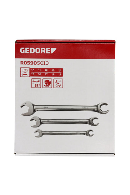GEDORE red R05905010 - Jeu de 10 clés mixtes à cliquet ouvertes, 10-19 mm